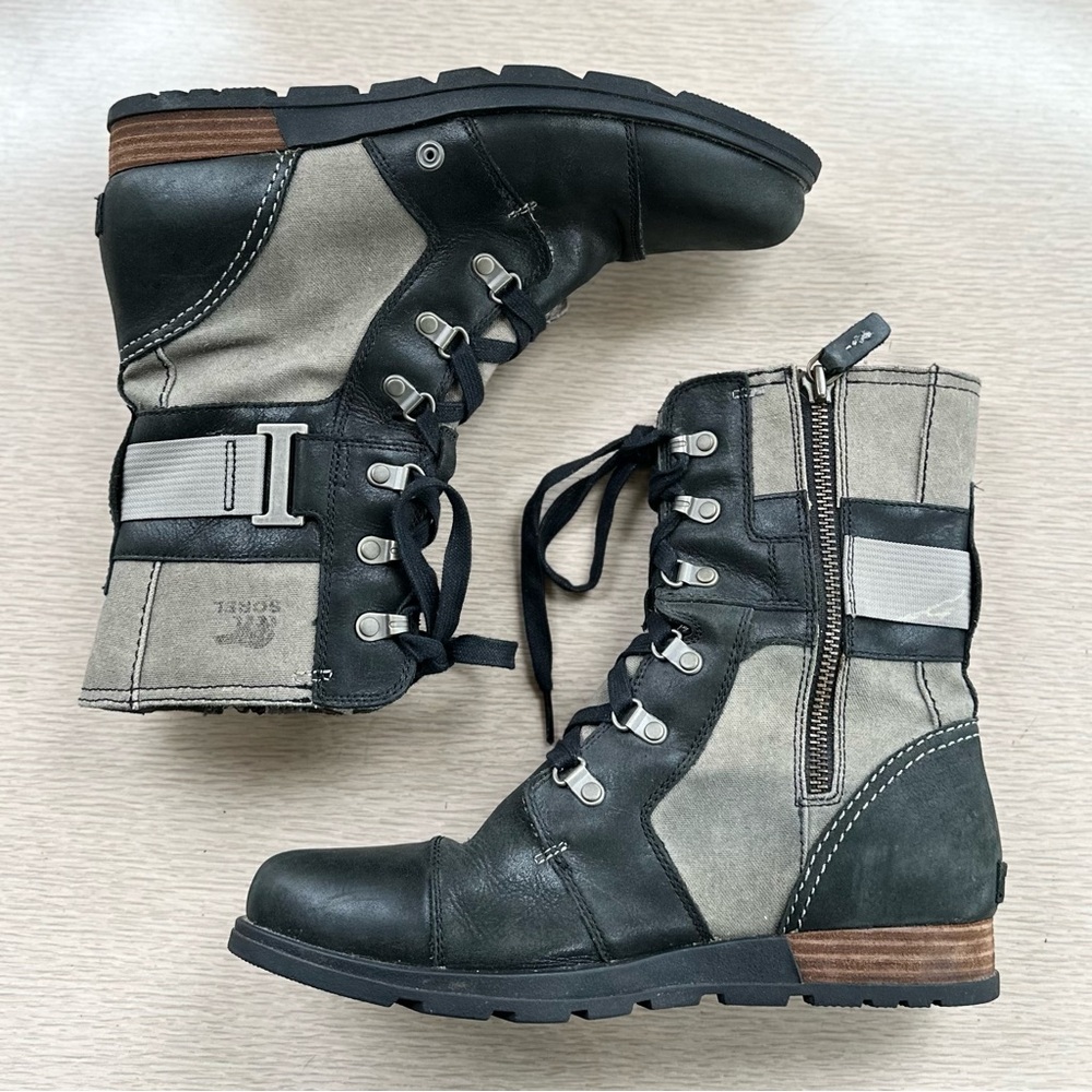 SOREL Black & Olive Khaki Boots - Size 10 - Picture 4 of 6